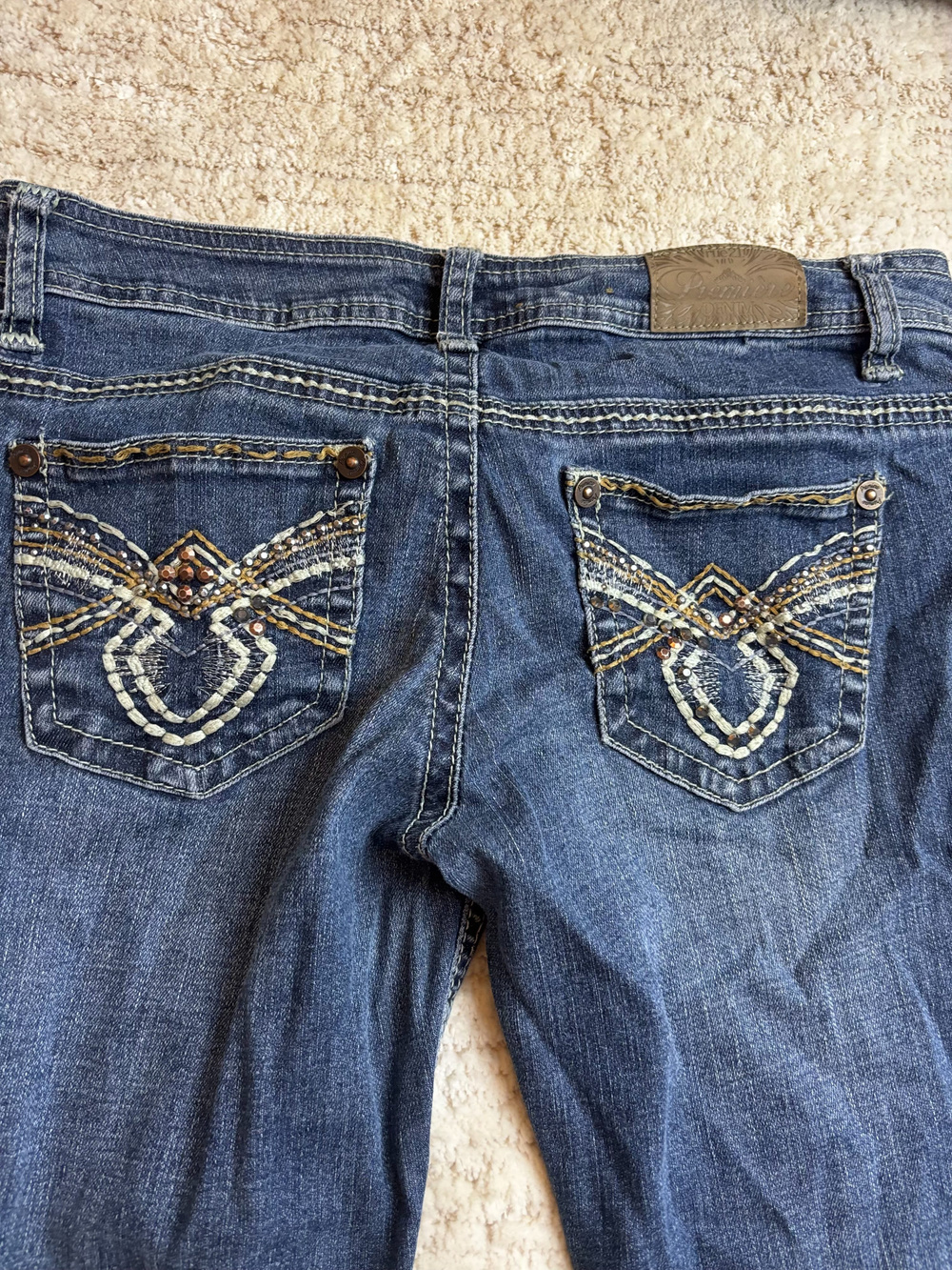 Premiere Jeans Bootcut Flare Denim Embroidered Pocket Size 3/4
